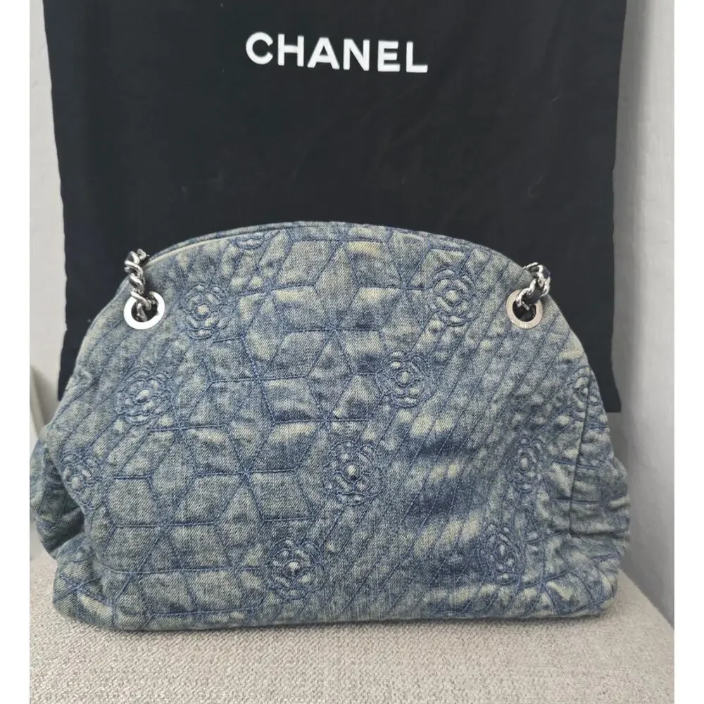 Chanel Denim Camellia Just Mademoiselle Bowler EUC & COA